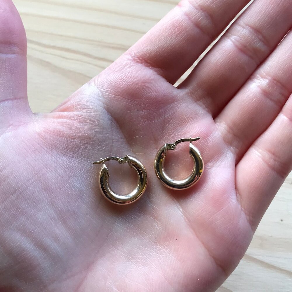 Chunky solid gold hoop earrings
